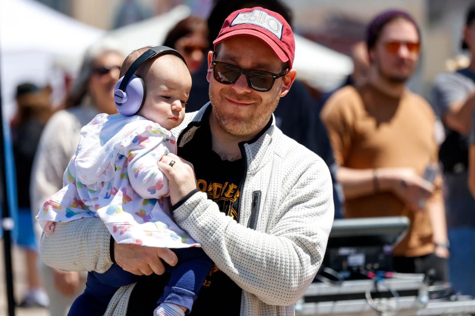 Fans watch Sugar Free Allstars perform at the Gray Street Stage during the Norman Music Festival in Norman Okla., on Saturday, April 29, 2023.