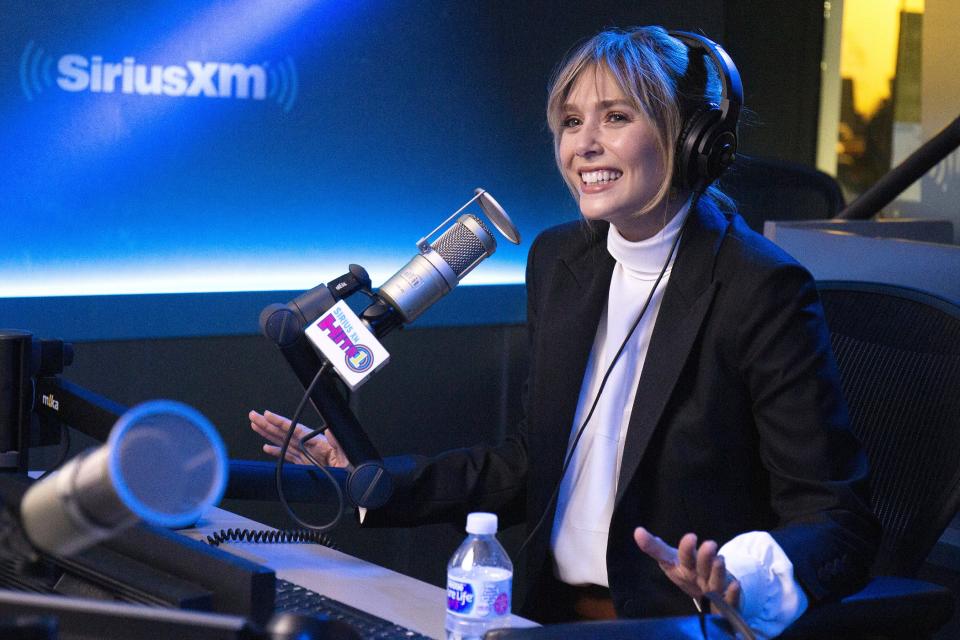 Elizabeth Olsen is in the hot seat on Tuesday during a visit to SiriusXM Studios in N.Y.C.