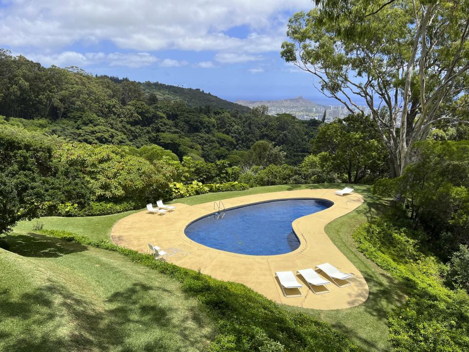 This image shows the kidney-shaped pool at the Liljestrand House in Honolulu, Hawaii, designed by architect Vladimir Ossipoff. (Kristina Linnea Garcia via AP)
