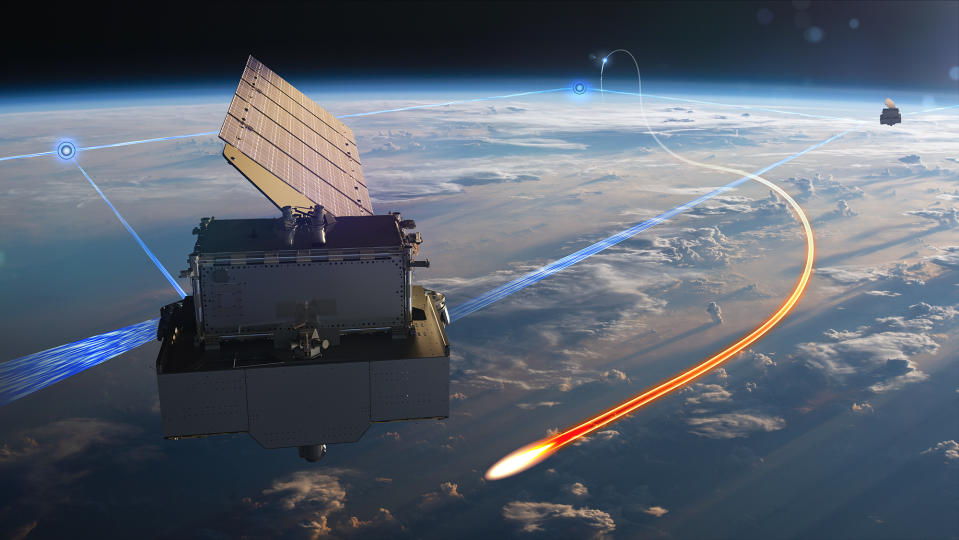 Rendering of L3Harris' Tracking Layer Tranche 2 missile-tracking satellites for the Space Development Agency. Credit: L3Harris