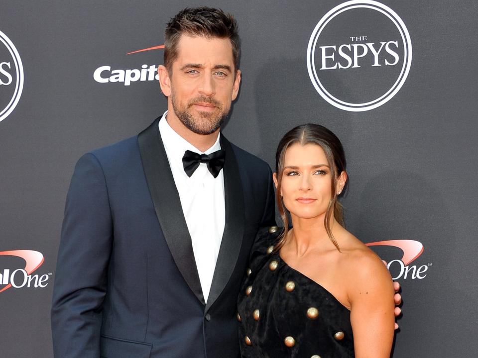 Aaron Rodgers and Danica Patrick attend The 2018 ESPYS at Microsoft Theater on July 18, 2018 in Los Angeles, California