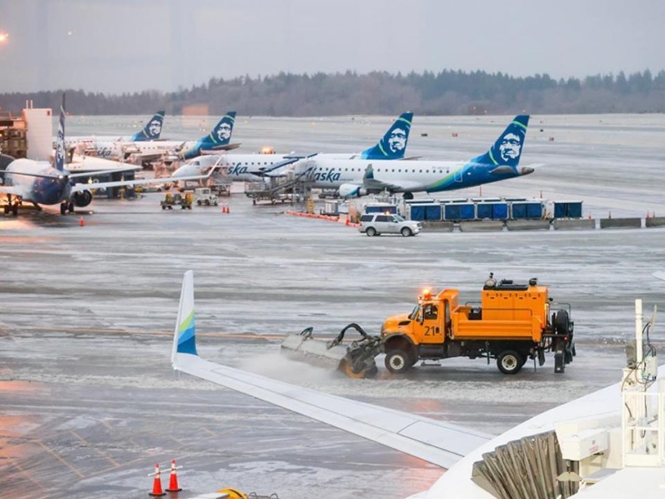 Alaska Airlines planes in Seattle on December 23, 2022.