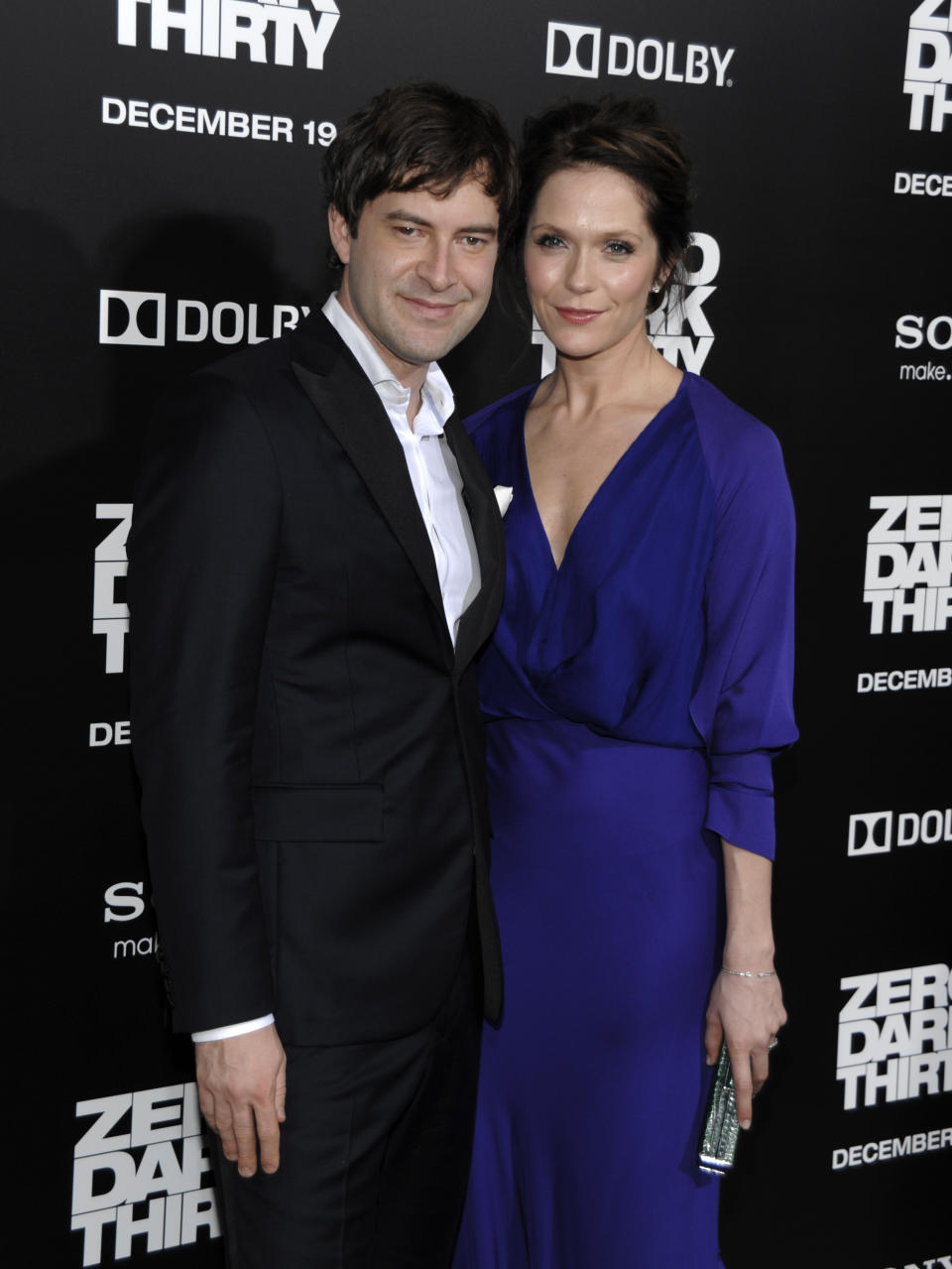 FILE - In this Dec. 10, 2012 file photo, actor Mark Duplass, left, and actress Katie Aselton arrive at the premiere of the feature film "Zero Dark Thirty" at the Dolby Theatre in Los Angeles. (Photo by Dan Steinberg/Invision/AP, File)