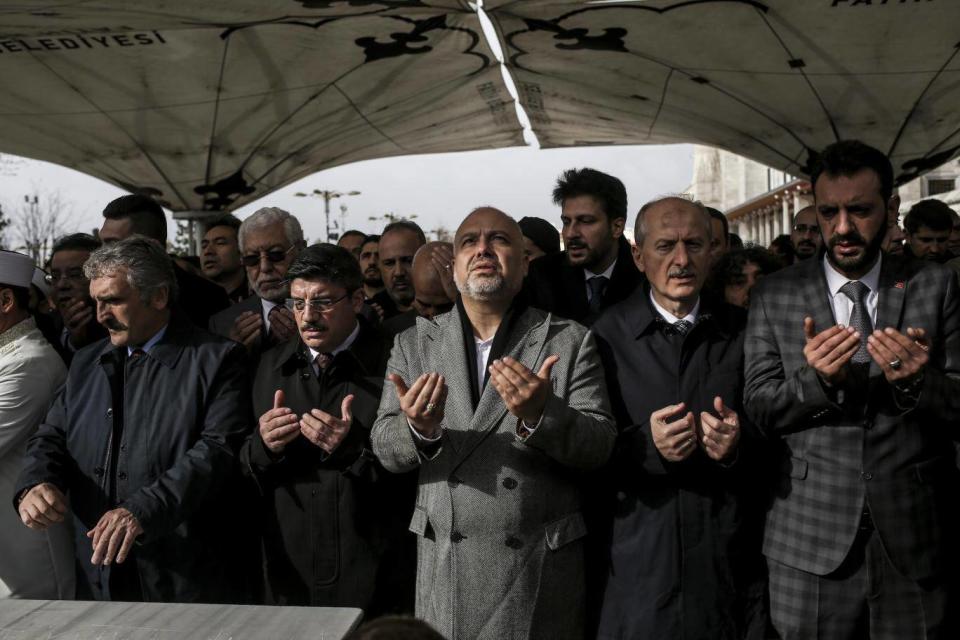 Hundreds of mourners gather in Istanbul last Friday for a traditional Muslim burial ceremony for Jamal Khashoggi, but without his body (Tara Todras-Whitehill)