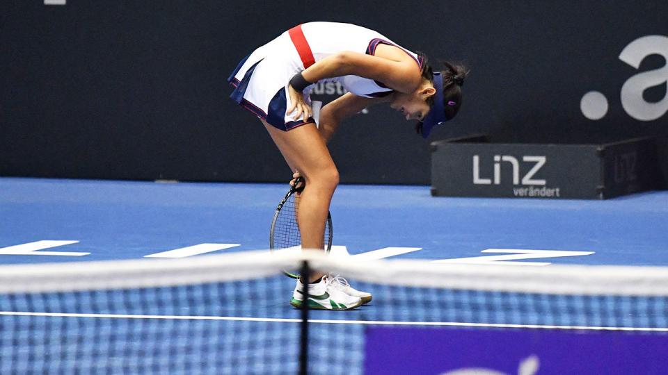 Emma Raducanu, pictured here in action at the Linz Open. 