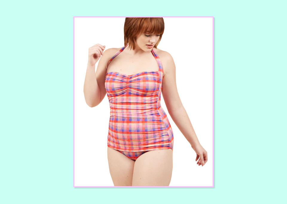 Bathing Beauty One-Piece Plaid Swimsuit