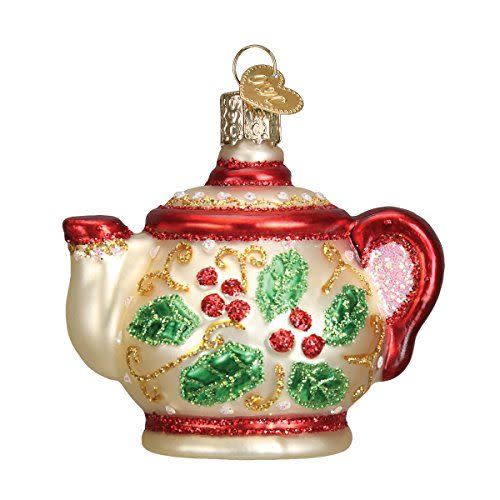 34) Holly Teapot Ornament