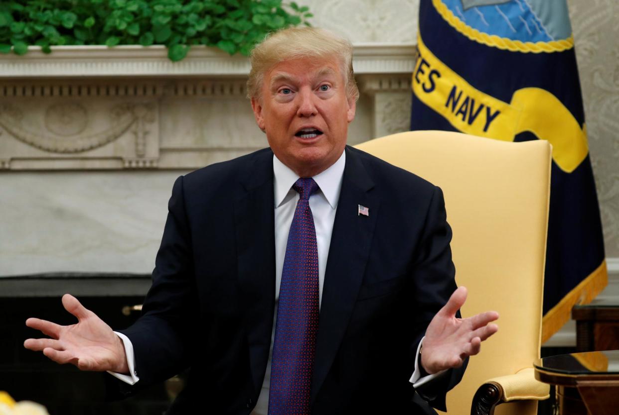 "All I can say is it's totally fake news. It's just fake. It's fake. It's made-up stuff, and it's disgraceful, what happens, but that happens in the world of politics," Donald Trump said in October: Reuters