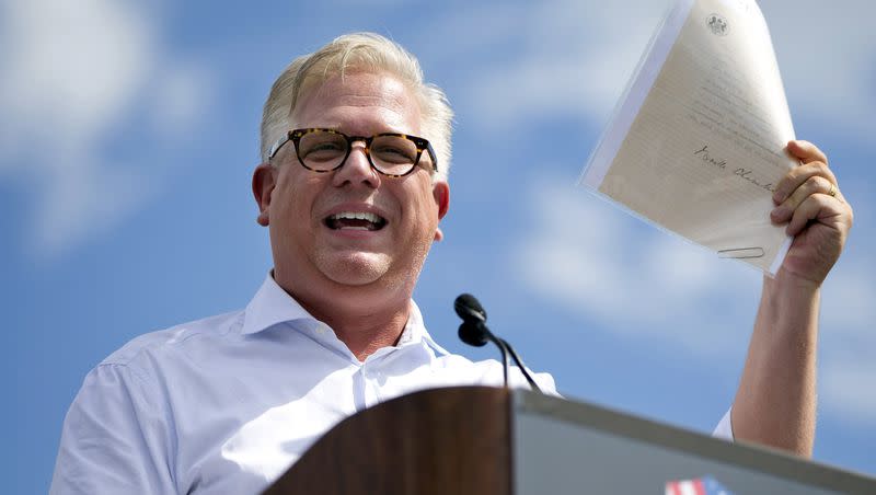 Radio host Glenn Beck speaks during a Tea Party rally against the Iran deal on the West Lawn of the Capitol in Washington on Sept. 9, 2015.