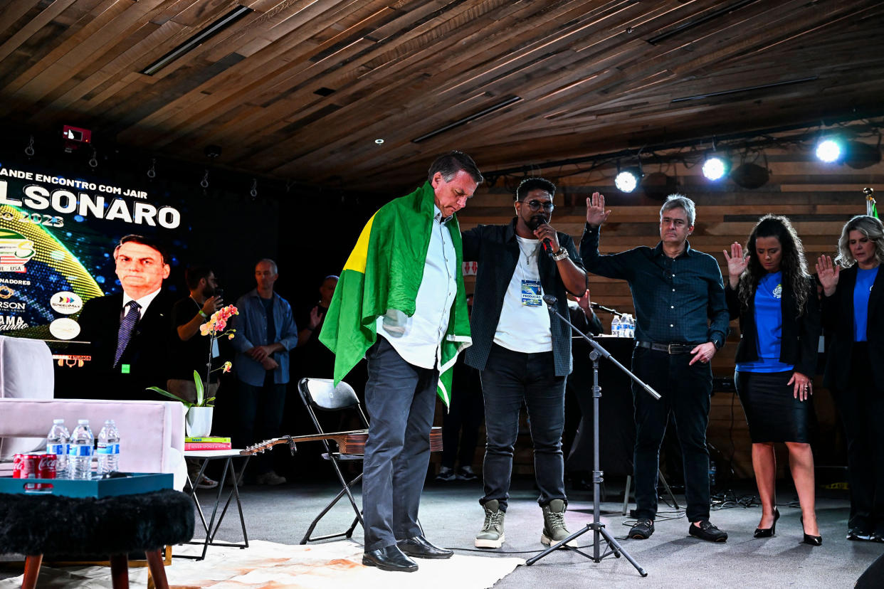 Former President of Brazil Jair Bolsonaro at a news conference in Orlando, Fla., on Jan. 31, 2023.