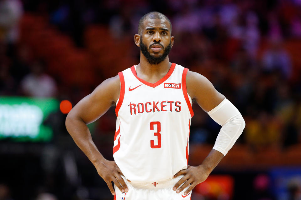 Chris Paul will miss at least two weeks after suffering a hamstring strain on Thursday night in Miami. (Michael Reaves/Getty Images)