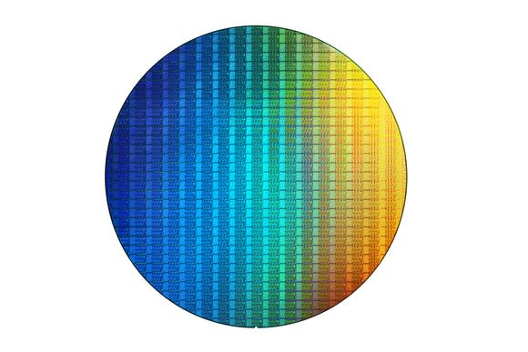 A wafer of Intel processors.