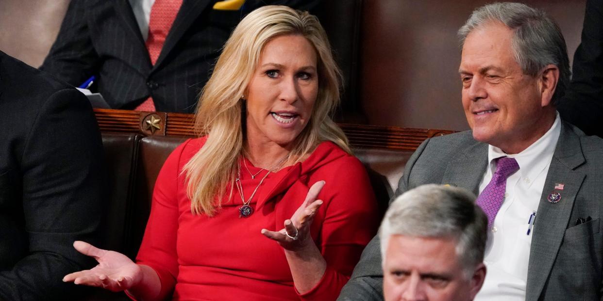 Republican Rep. Marjorie Taylor Greene of Georgia at the State of the Union address on March 1, 2022.