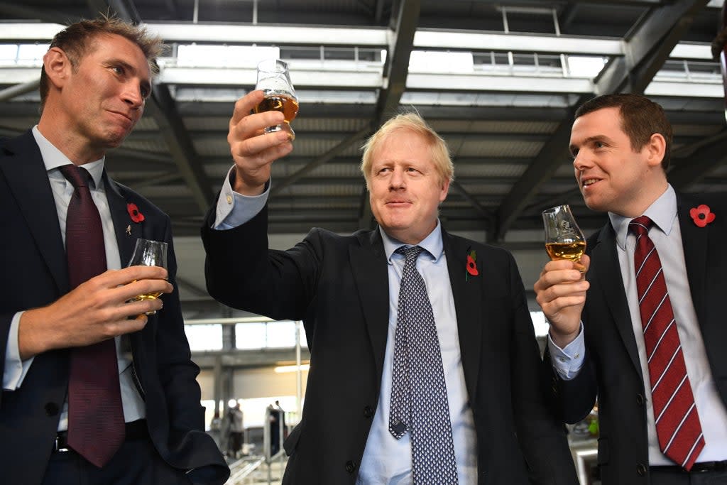 Prime Minister Boris Johnson was asked if he thinks Scottish Conservative leader Douglas Ross is a ‘lightweight’ (Stefan Rousseau/PA) (PA Archive)