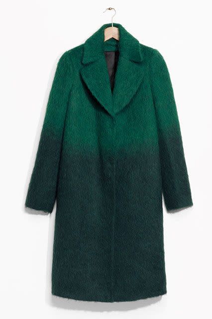 <p>A subtle green ombre goes a long way.<br></p><p><b>& Other Stories</b> Gradient Wool-Blend Coat, $275, available at <a href="http://www.stories.com/us/Gradient_Wool-Blend_Coat/594756-100420193.1" rel="nofollow noopener" target="_blank" data-ylk="slk:& Other Stories;elm:context_link;itc:0;sec:content-canvas" class="link ">& Other Stories</a>.</p>