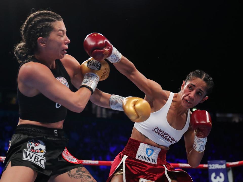 Amanda Serrano overcame Sarah Mahfoud in a featherweight title fight last time out (Getty Images)