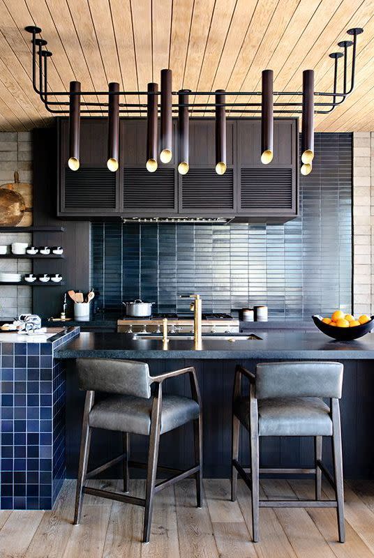 black and blue kitchen