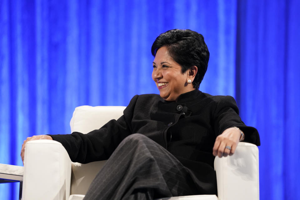 SAN JOSE, CALIFORNIA - FEBRUARY 12: Indra Nooyi, Pepsico speaks on stage during Watermark Conference For Women 2020 at San Jose Convention Center on February 12, 2020 in San Jose, California. (Photo by Marla Aufmuth/Getty Images for Watermark Conference for Women )