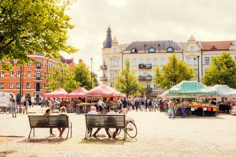 "The souk-like buzz of the Mollevangstorget market was colourful" - Credit: Werner Nystrand / Folio