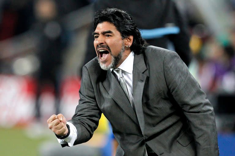 Diego Maradona en el partido contra México durante la Copa del Mundo de Sudáfrica