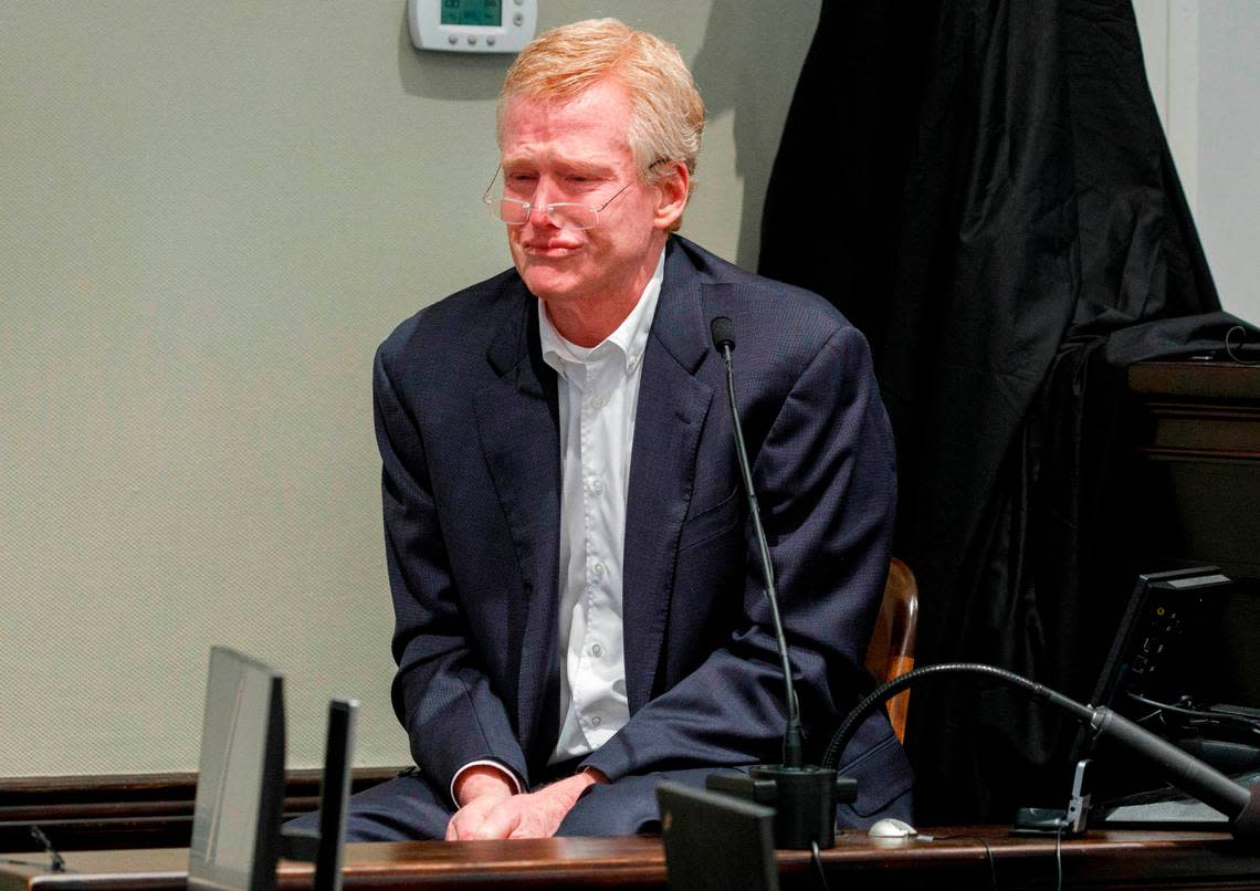 Alex Murdaugh gives testimony in his murder trial at the Colleton County Courthouse in Walterboro, Thursday, Feb. 23, 2023. Grace Beahm Alford/The Post and Courier/Pool