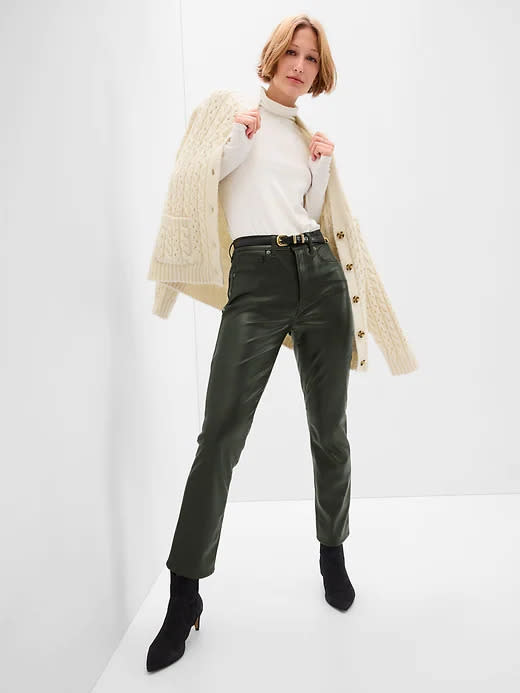 High Rise Faux-Leather Vintage Slim Pants. Image via Gap.