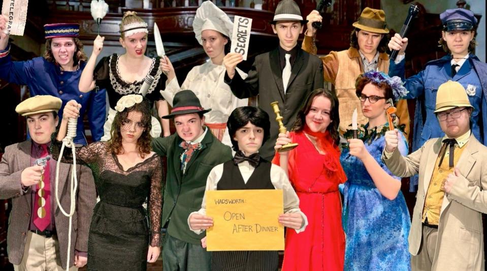 The cast of "Clue" at Mount Mansfield Union High School