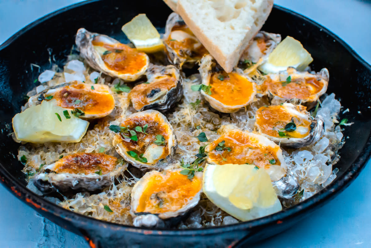 <p>Little Ferraro Kitchen</p><p>Inspired by a New Orleans favorite, these charbroiled oysters are cooked with paprika herb butter and topped with Parmesan cheese and lemon.</p><p><strong>Get the recipe: <a href="https://littleferrarokitchen.com/charbroiled-oysters-with-garlic-butter-and-parmesan/" rel="nofollow noopener" target="_blank" data-ylk="slk:Charbroiled Oysters with Garlic Butter and Parmesan;elm:context_link;itc:0;sec:content-canvas" class="link rapid-noclick-resp">Charbroiled Oysters with Garlic Butter and Parmesan</a></strong></p>