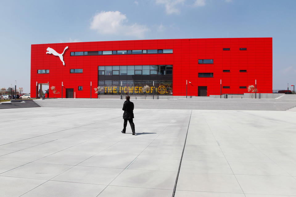 Edificio de la sede central de Puma en la ciudad alemana de Herzogenaurach. (TIMM SCHAMBERGER/DDP/AFP via Getty Images)