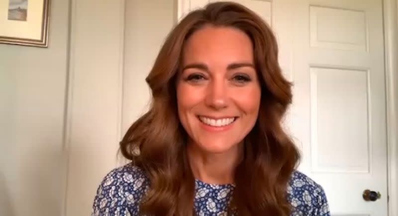 Kate Middleton wore an M&S dress for a virtual meeting back in June, and the design is now on sale. (Getty Images)