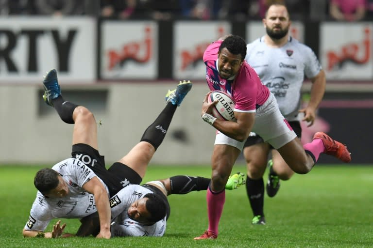 Paris' winger Waisea Nayacalevu escapes during a French Top14 rugby union match against Toulon at Jean Bouin stadium on March 26, 2017