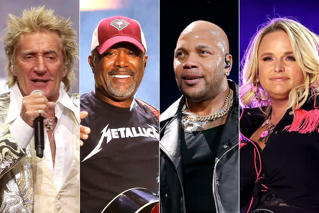 <p>John Medina/Getty; Jason Kempin/Getty; Jason Kempin/Getty; Terry Wyatt/WireImage</p> Rod Stewart, Darius Rucker, Flo Rida and Miranda Lambert