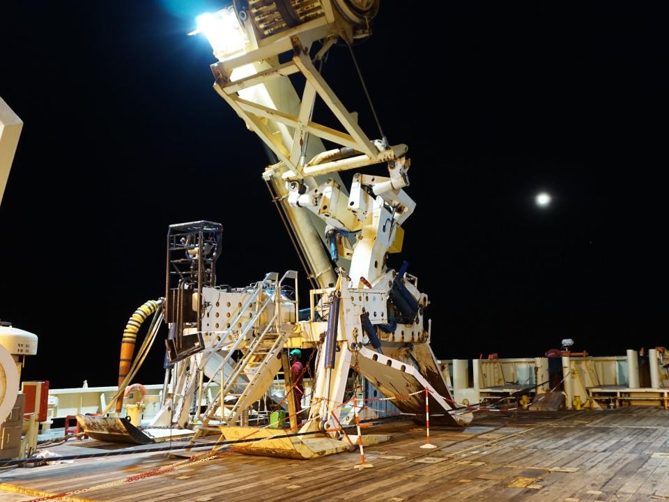 Machinery on a subsea internet cable vessel.