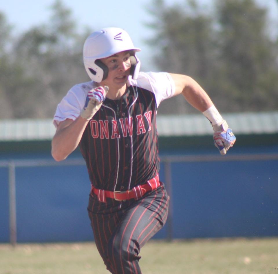 Jackson Chaskey and the Onaway Cardinals rolled to a baseball doubleheader sweep at Bellaire on Monday.