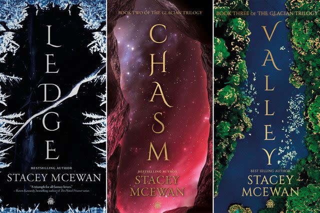 <p>Penguin Random House</p> The covers of McEwan's 'Glacian Trilogy'