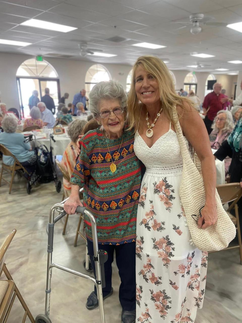 100-year-old June Edith Langer and her friend, Debbie Rubio. Langer recently celebrated her milestone birthday with loved ones during a party in Apple Valley.