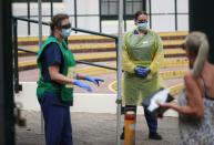 A pop-up clinic begins testing for the coronavirus disease (COVID-19) at Bondi Beach, Sydney