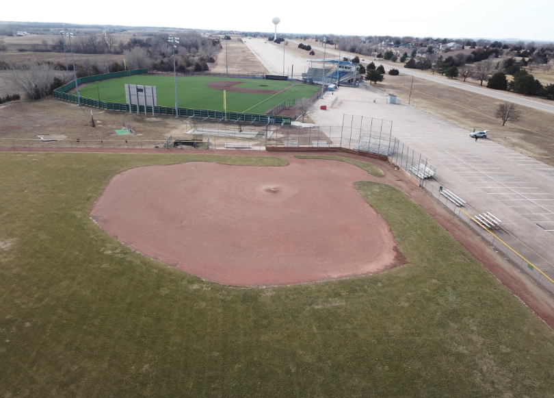 An aerial view of Wilbur field near Dean Evans Stadium. Wilbur is one of two fields at Berkley Family Recreation Area that will get improvements after an agreement between the City of Salina and Salina Baseball Enterprises.