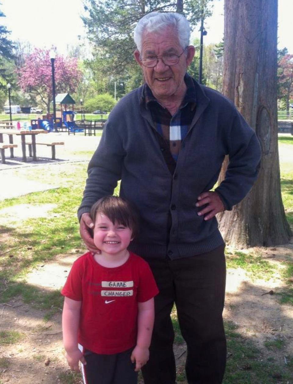Mihallaq Milkani with his grandson, Rafael Milkani, in 2014.