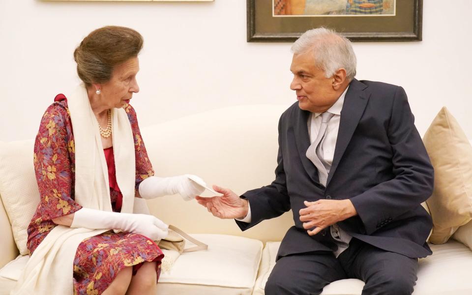 Princess Royal during an audience at the President's House in Colombo