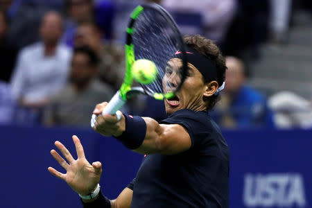 Tennis - US Open - Semifinals - New York, U.S. - September 8, 2017 - Rafael Nadal of Spain in action against Juan Martin del Potro of Argentina. REUTERS/Mike Segar TPX IMAGES OF THE DAY