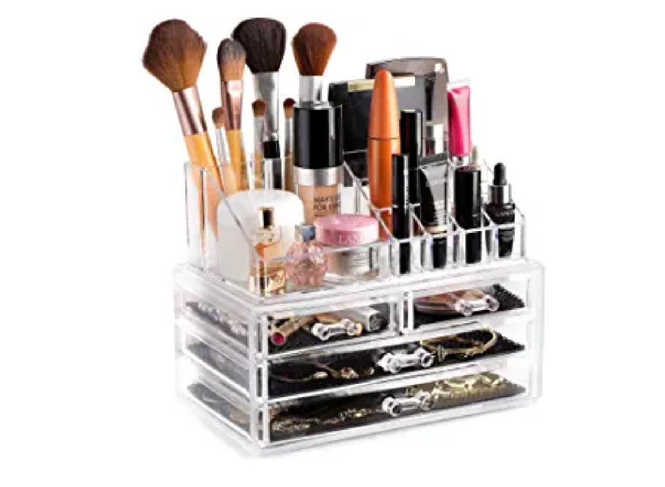 a clear cosmetic organizer