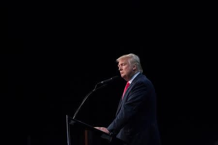 Republican U.S. Presidential nominee Donald Trump attends a campaign event at the Ocean Center in Daytona Beach, Florida August 3, 2016. REUTERS/Eric Thayer