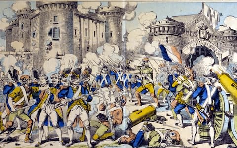 The storming of the Bastille on July 14, 1789 - Credit: Rex