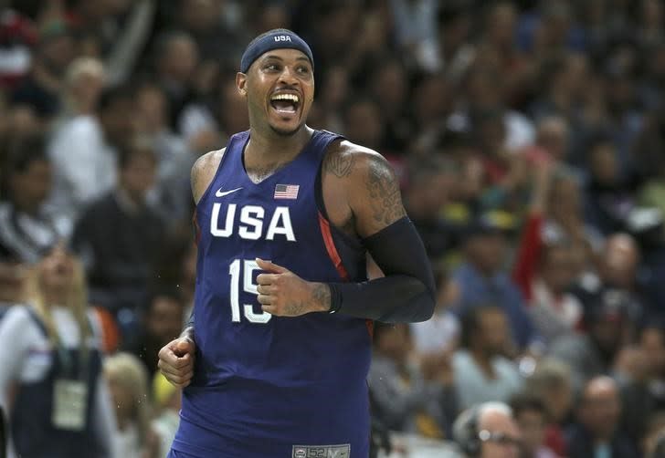 Carmelo Anthony became Team USA's all-time leading Olympic scorer earlier in the tournament. (Reuters)