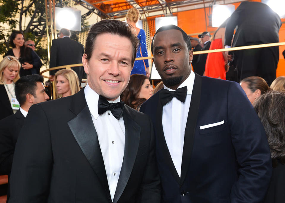 Mark Wahlberg and Sean Combs arrive at the 70th Annual Golden Globe Awards at the Beverly Hilton in Beverly Hills, CA on January 13, 2013.