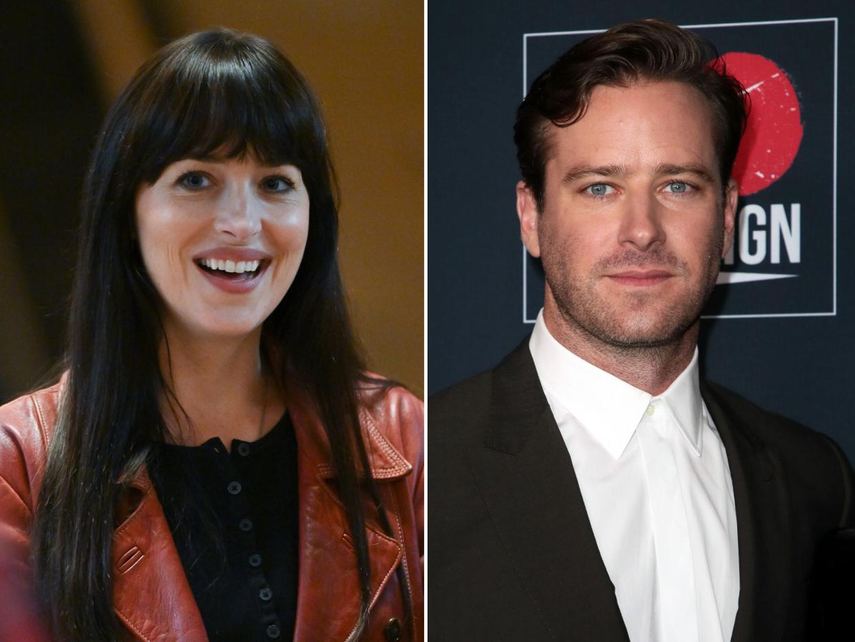 Dakota Johnson made a dig at Armie Hammer's cannibal accusations at Sundance Film Festival's opening night.