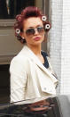 Celebrity photos: Amy Childs wasn’t her glamorous self when she turned up at the ITV studios ahead of her appearance on Loose Women this week. The star arrived with all of her hair in rollers.