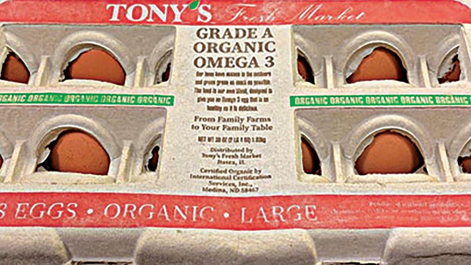 Eggs labeled Tony's Fresh Market of all types, sizes and expiration dates have been recalled due to salmonella contamination. - Food and Drug Administration