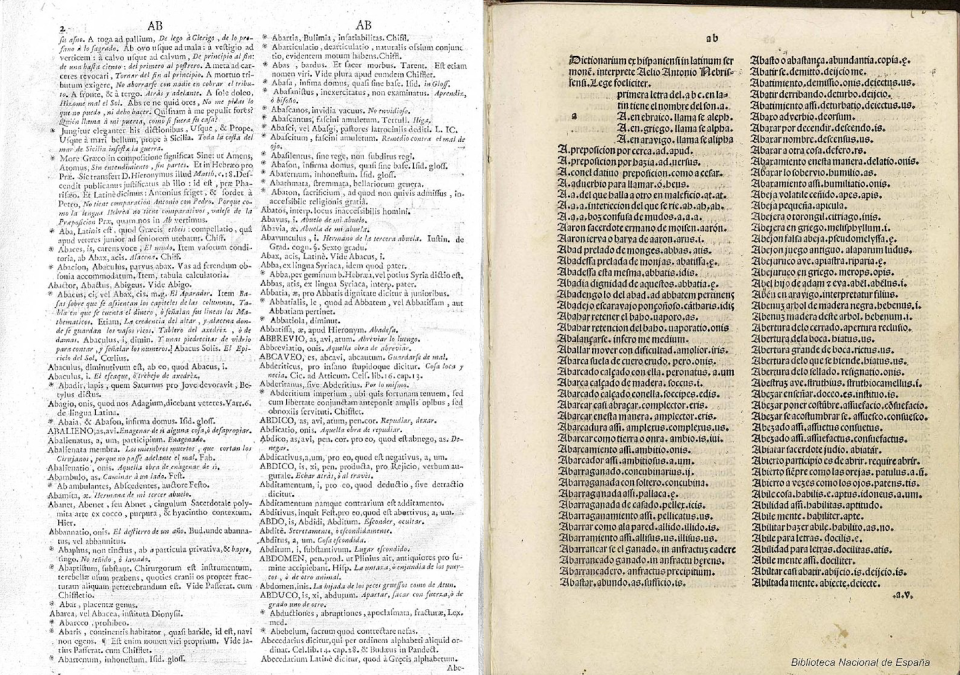 A la izquierda, el _Diccionario_; a la derecha, el _Vocabulario_, ambos en edición facsímil.
